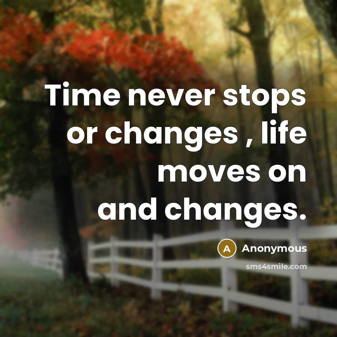 “Time never stops or changes , life moves on and changes.” quote by Anonymous