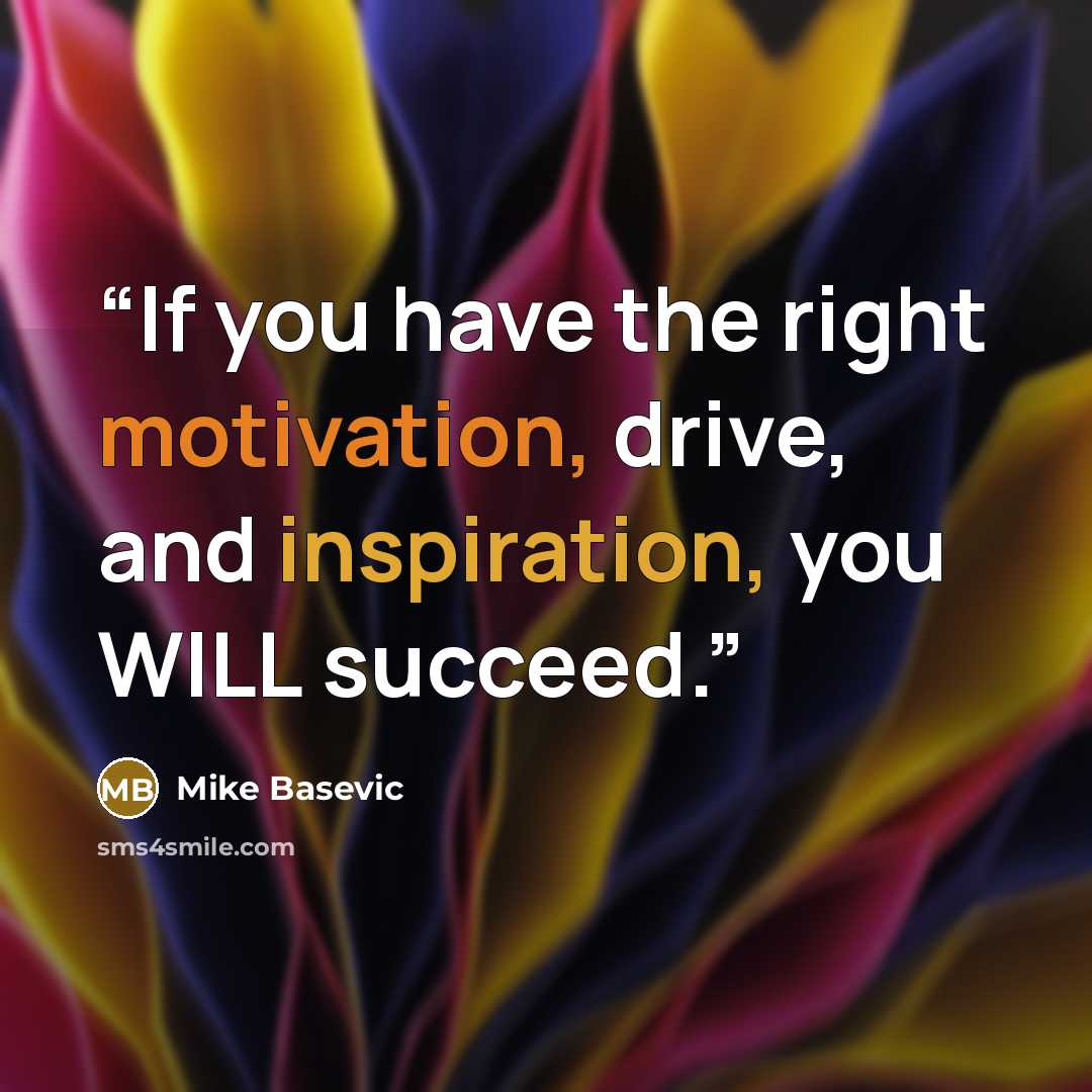 “If you have the right motivation, drive, and inspiration, you WILL succeed.” quote by Mike Basevic