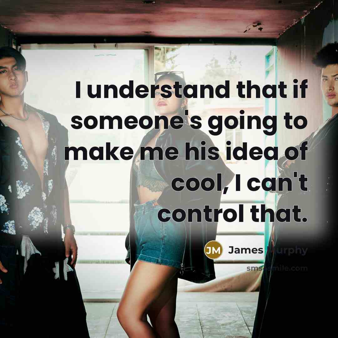 “I understand that if someone's going to make me his idea of cool, I can't control that.” quote by James Murphy