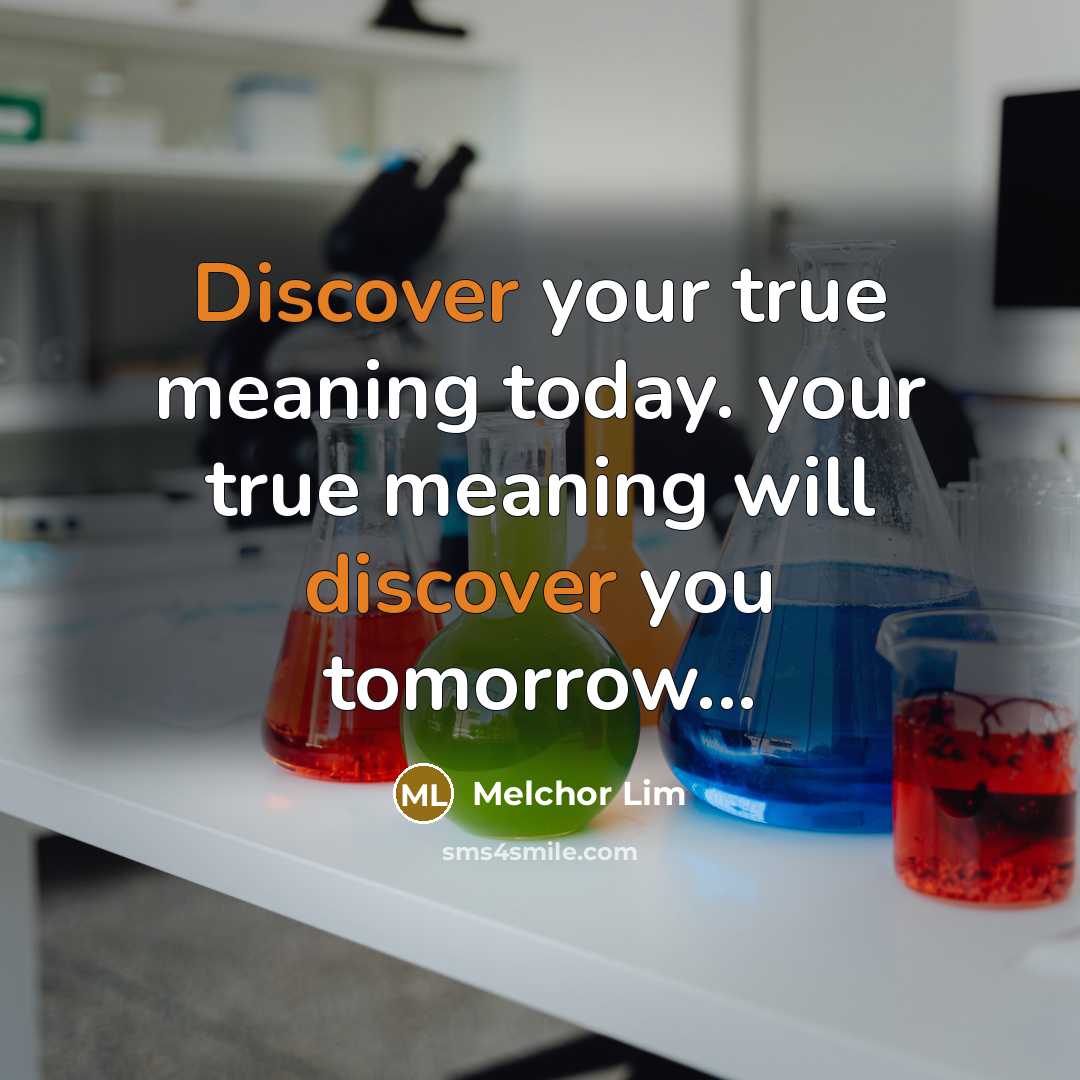 “Discover your true meaning today. your true meaning will discover you tomorrow...” quote by Melchor Lim