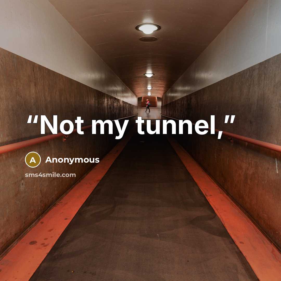 “Not my tunnel,” quote by Anonymous