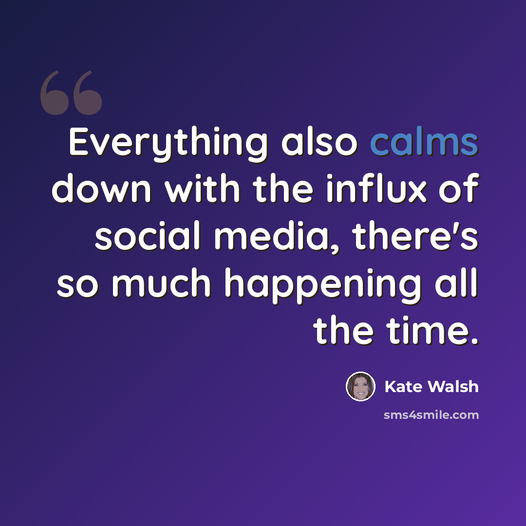 “Everything also calms down with the influx of social media, there's so much happening all the time.” quote by Kate Walsh