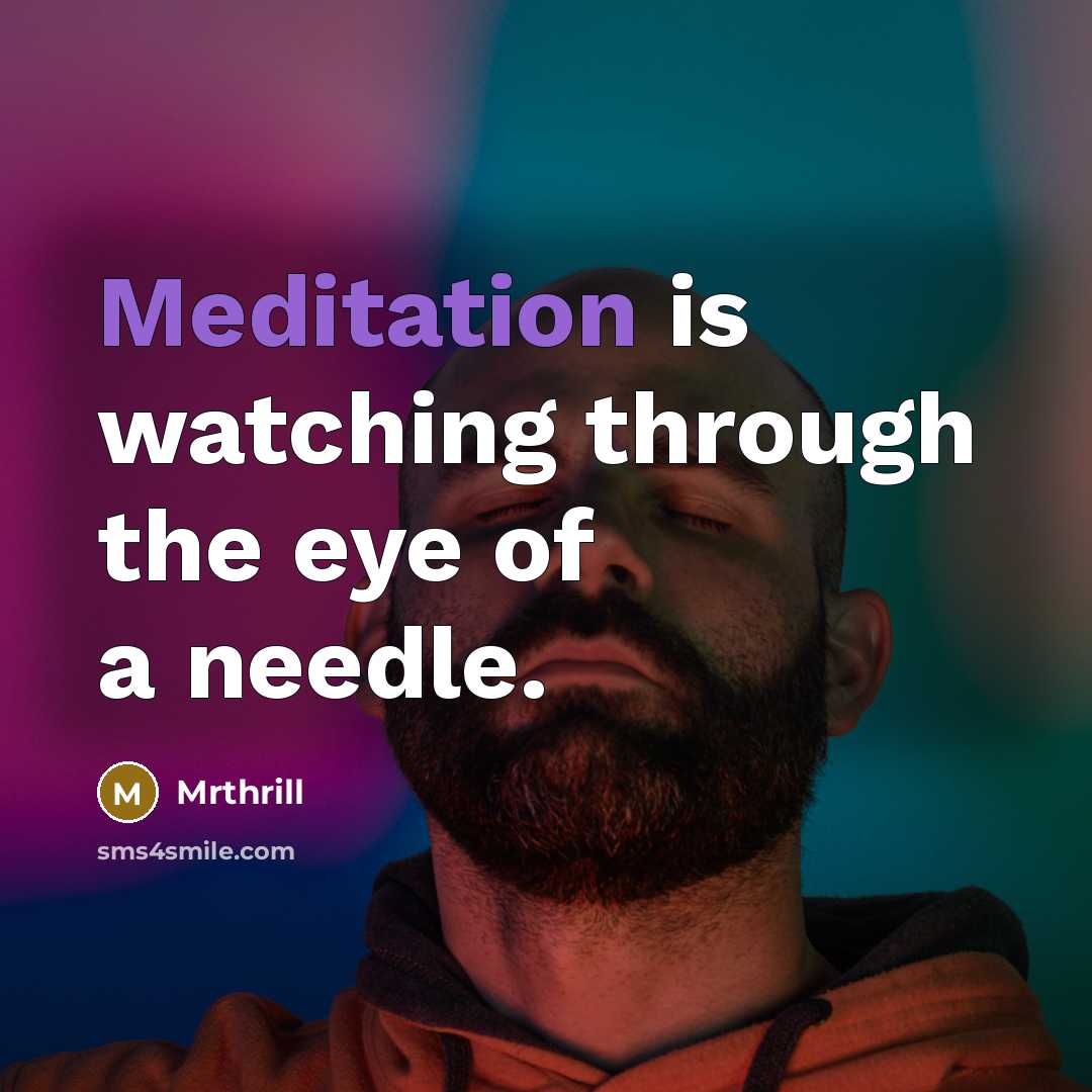 “Meditation is watching through the eye of a needle.” quote by Mrthrill