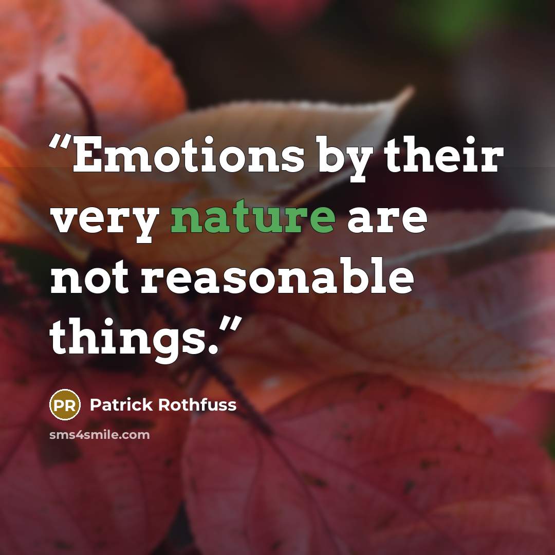 “Emotions by their very nature are not reasonable things.” quote by Patrick Rothfuss
