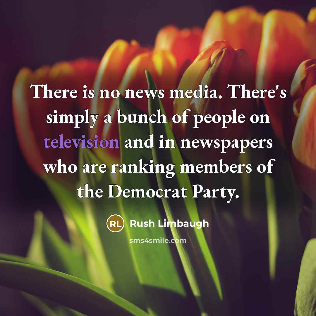 “There is no news media. There's simply a bunch of people on television and in newspapers who are ranking members of the Democrat Party.” quote by Rush Limbaugh