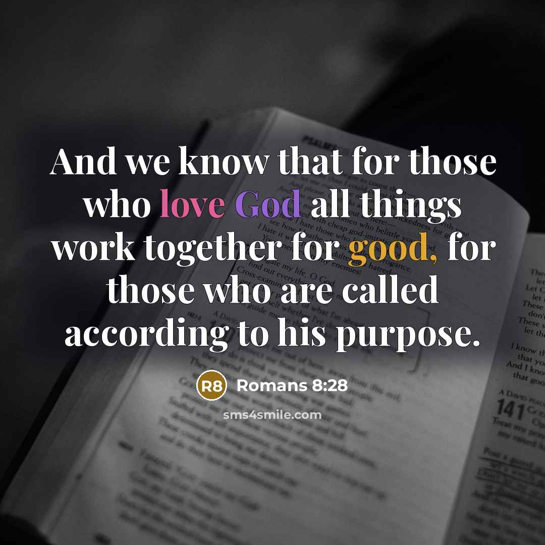 “And we know that for those who love God all things work together for good, for those who are called according to his purpose.” quote by Romans 8:28
