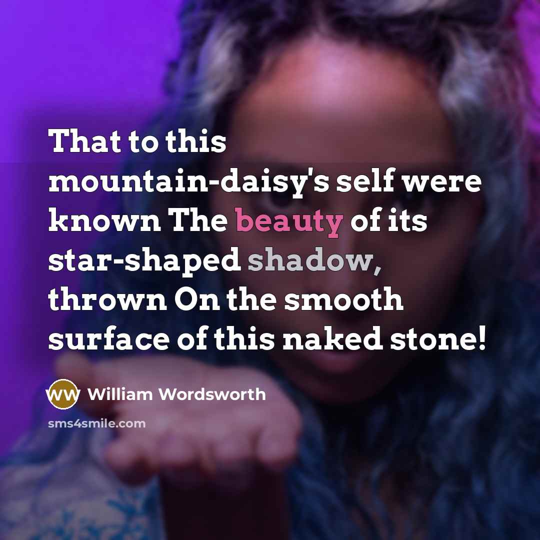 “That to this mountain-daisy's self were known The beauty of its star-shaped shadow, thrown On the smooth surface of this naked stone!” quote by William Wordsworth