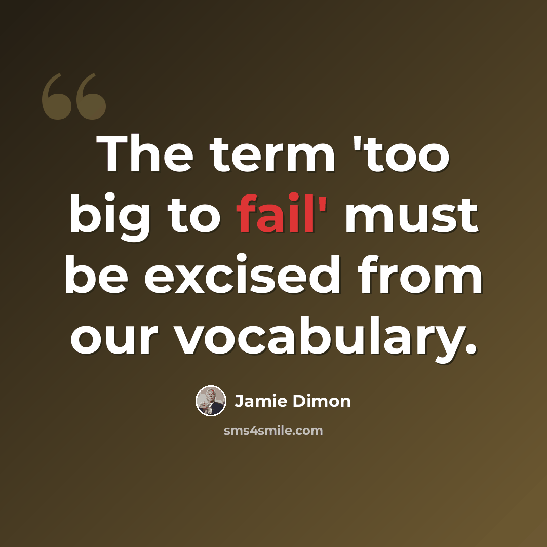 “The term 'too big to fail' must be excised from our vocabulary.” quote by Jamie Dimon