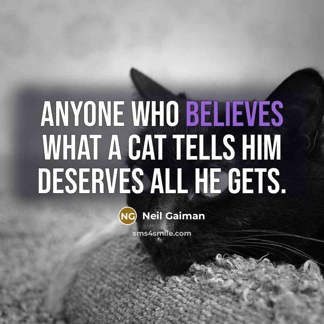 “Anyone who believes what a cat tells him deserves all he gets.” quote by Neil Gaiman