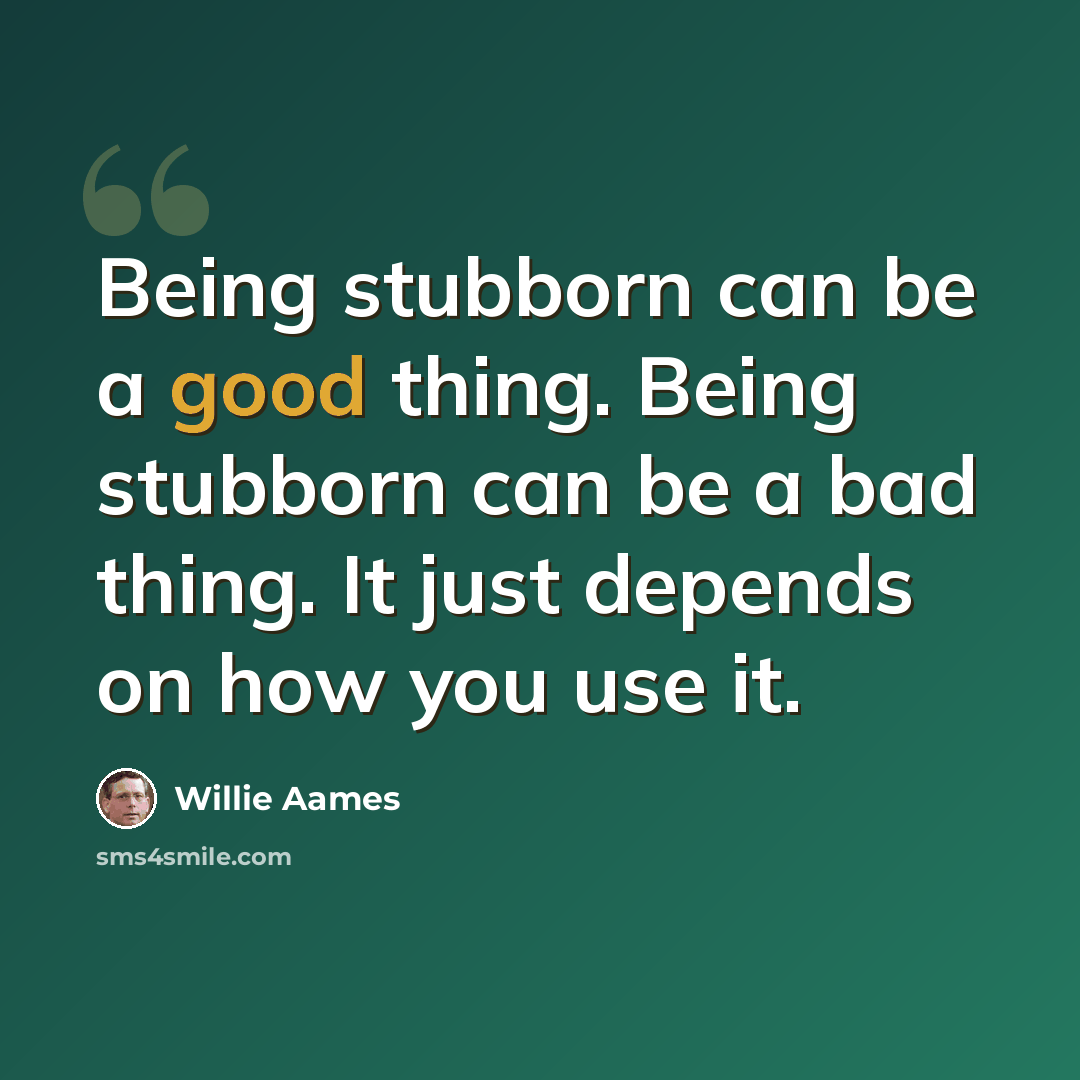 “Being stubborn can be a good thing. Being stubborn can be a bad thing. It just depends on how you use it.” quote by Willie Aames