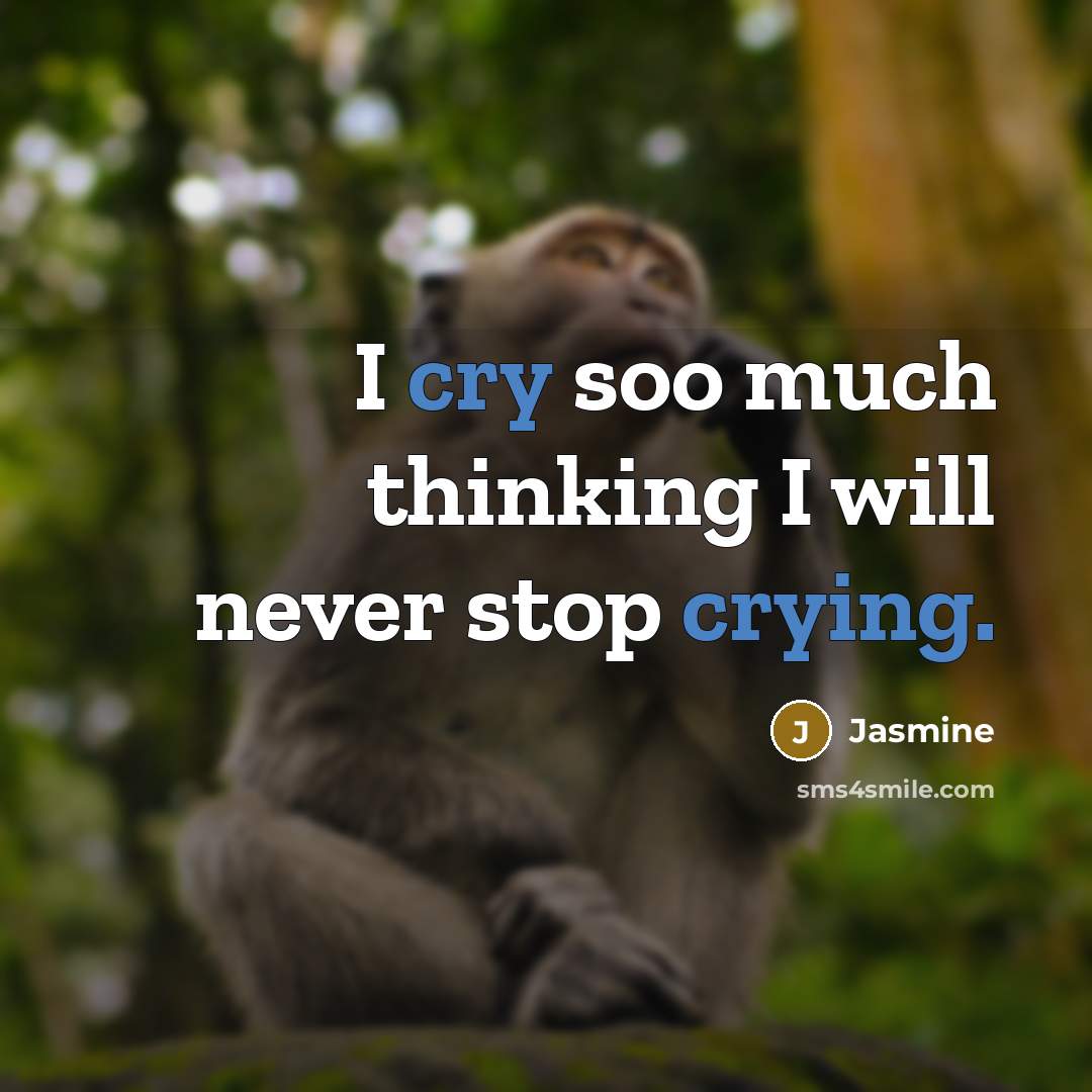 “I cry soo much thinking I will never stop crying.” quote by Jasmine