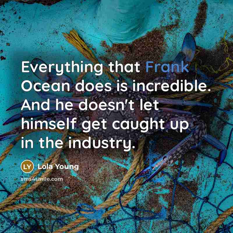 “Everything that Frank Ocean does is incredible. And he doesn't let himself get caught up in the industry.” quote by Lola Young