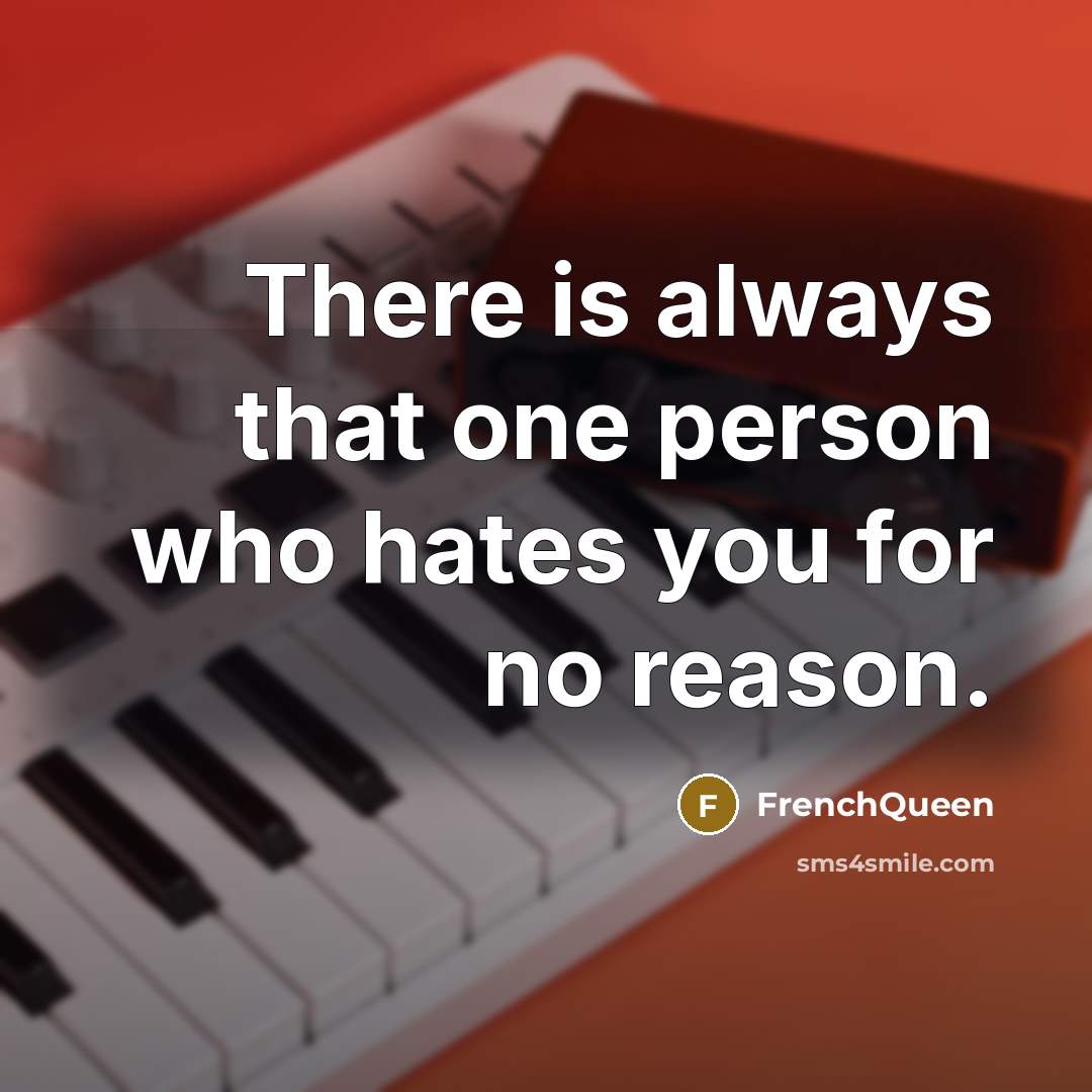 “There is always that one person who hates you for no reason.” quote by Frenchqueen