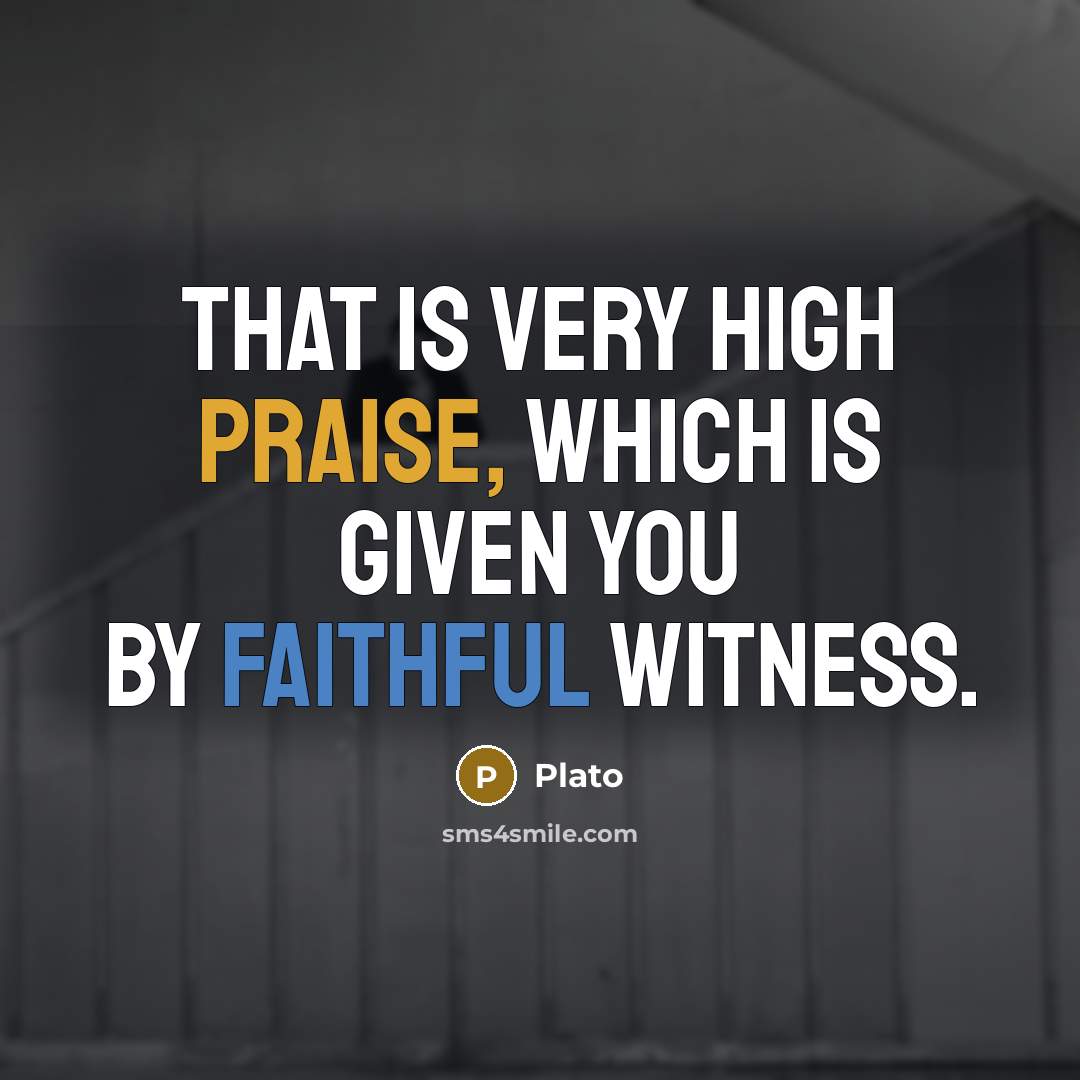 “That is very high praise, which is given you by faithful witness.” quote by Plato