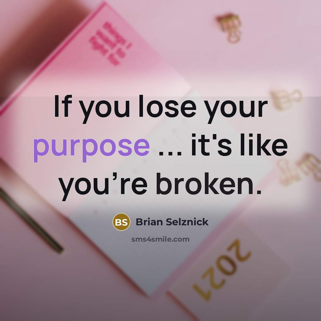 “If you lose your purpose ... it's like you're broken.” quote by Brian Selznick