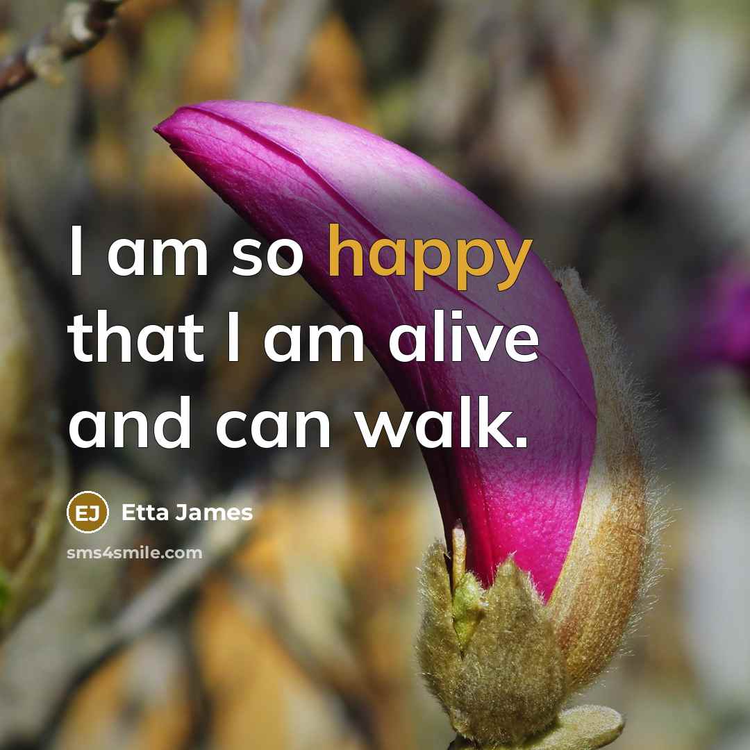 “I am so happy that I am alive and can walk.” quote by Etta James