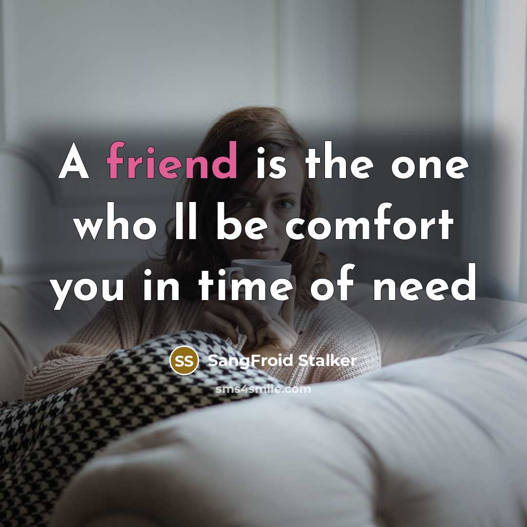 “A friend is the one who ll be comfort you in time of need” quote by SangFroid Stalker