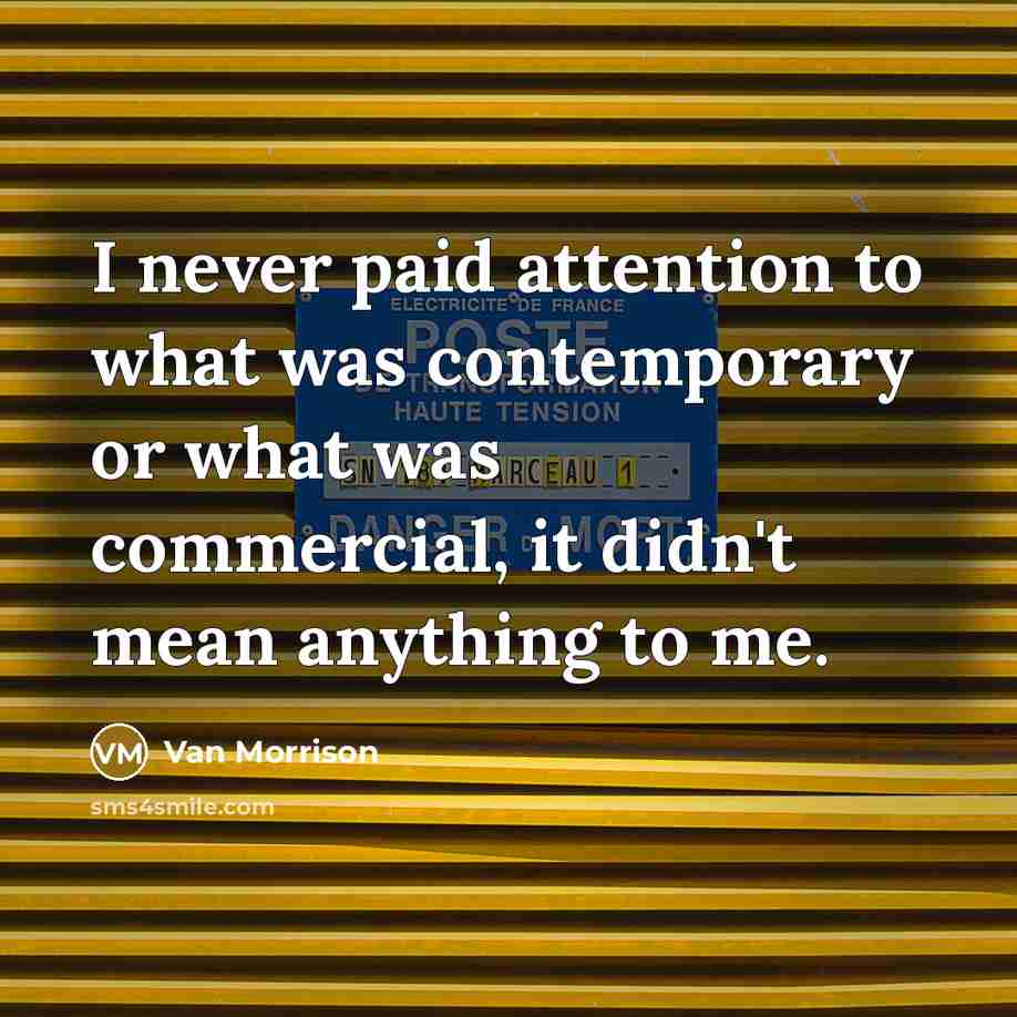 “I never paid attention to what was contemporary or what was commercial, it didn't mean anything to me.” quote by Van Morrison