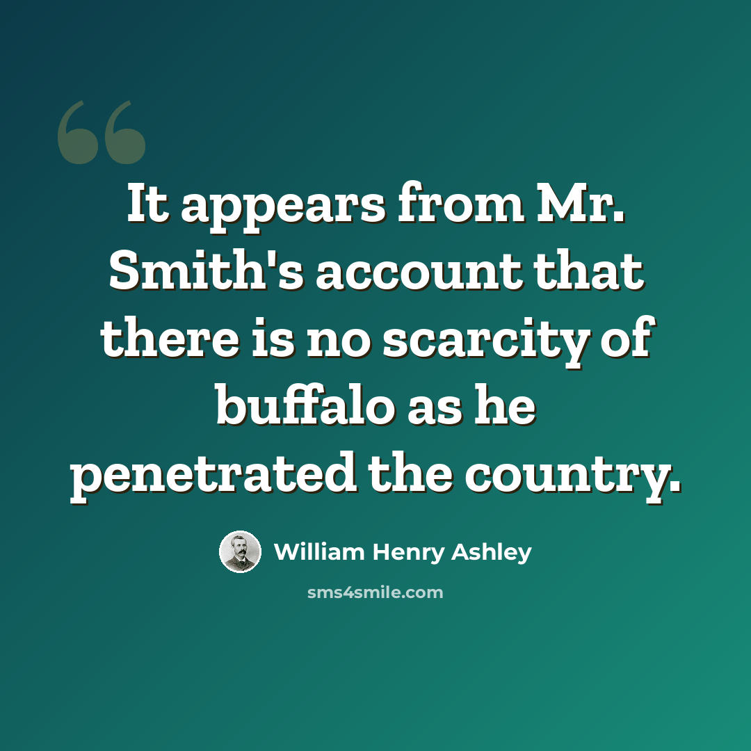 “It appears from Mr. Smith's account that there is no scarcity of buffalo as he penetrated the country.” quote by William Henry Ashley