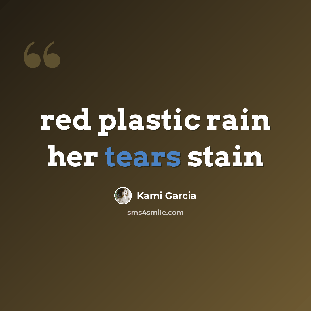 “red plastic rain her tears stain” quote by Kami Garcia