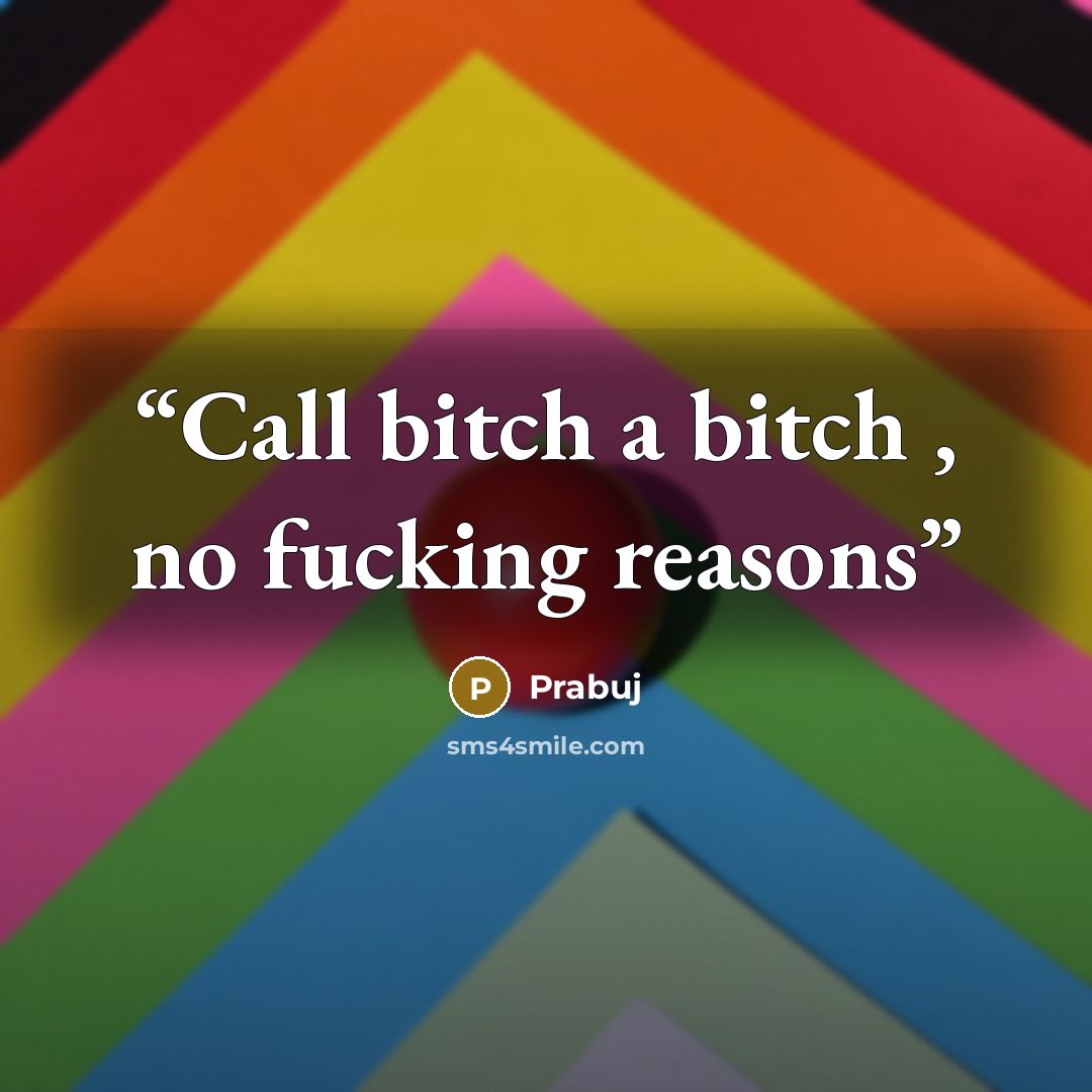 “Call bitch a bitch , no fucking reasons” quote by Prabuj