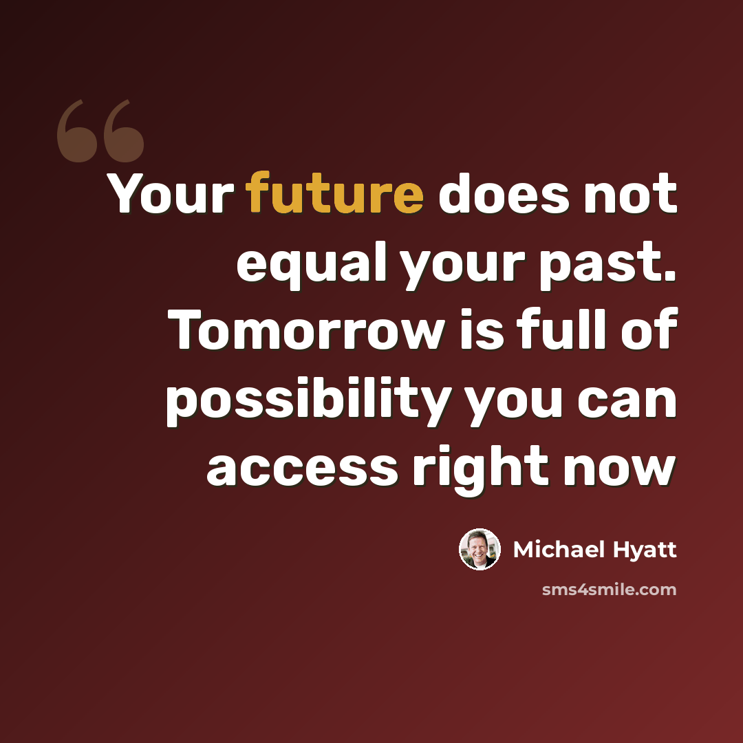 “Your future does not equal your past. Tomorrow is full of possibility you can access right now” quote by Michael Hyatt
