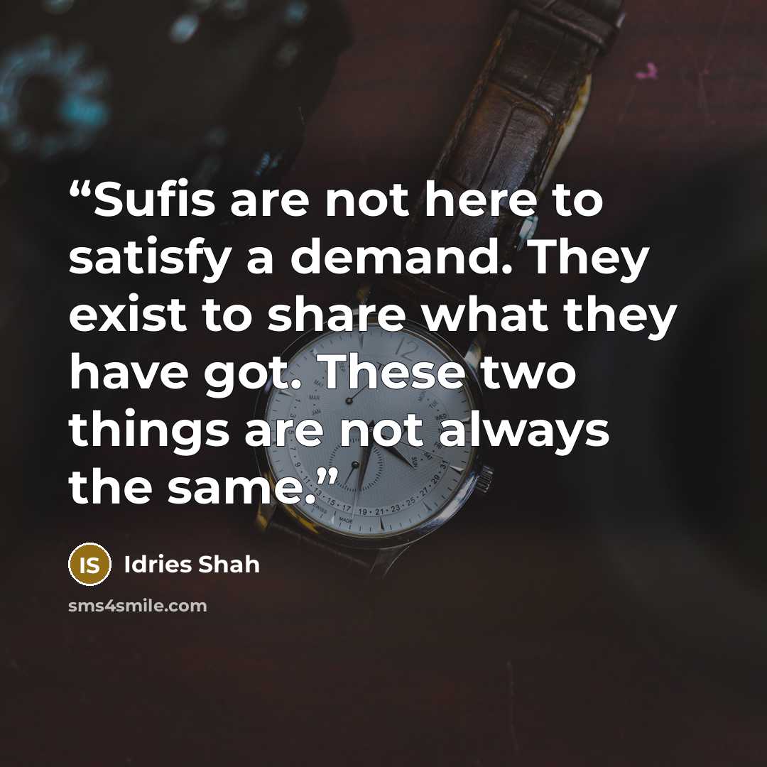 “Sufis are not here to satisfy a demand. They exist to share what they have got. These two things are not always the same.” quote by Idries Shah