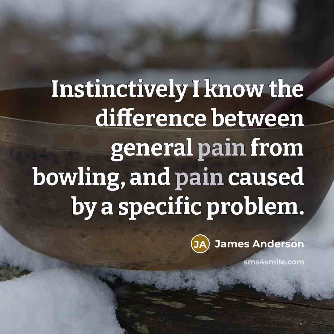 “Instinctively I know the difference between general pain from bowling, and pain caused by a specific problem.” quote by James Anderson