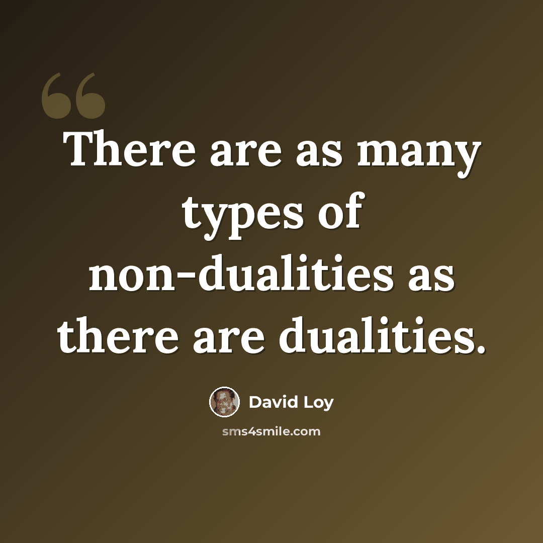 “There are as many types of non-dualities as there are dualities.” quote by David Loy