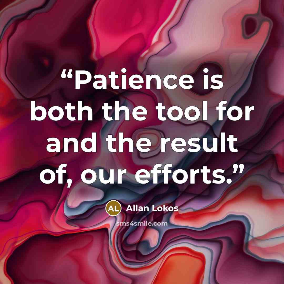 “Patience is both the tool for and the result of, our efforts.” quote by Allan Lokos