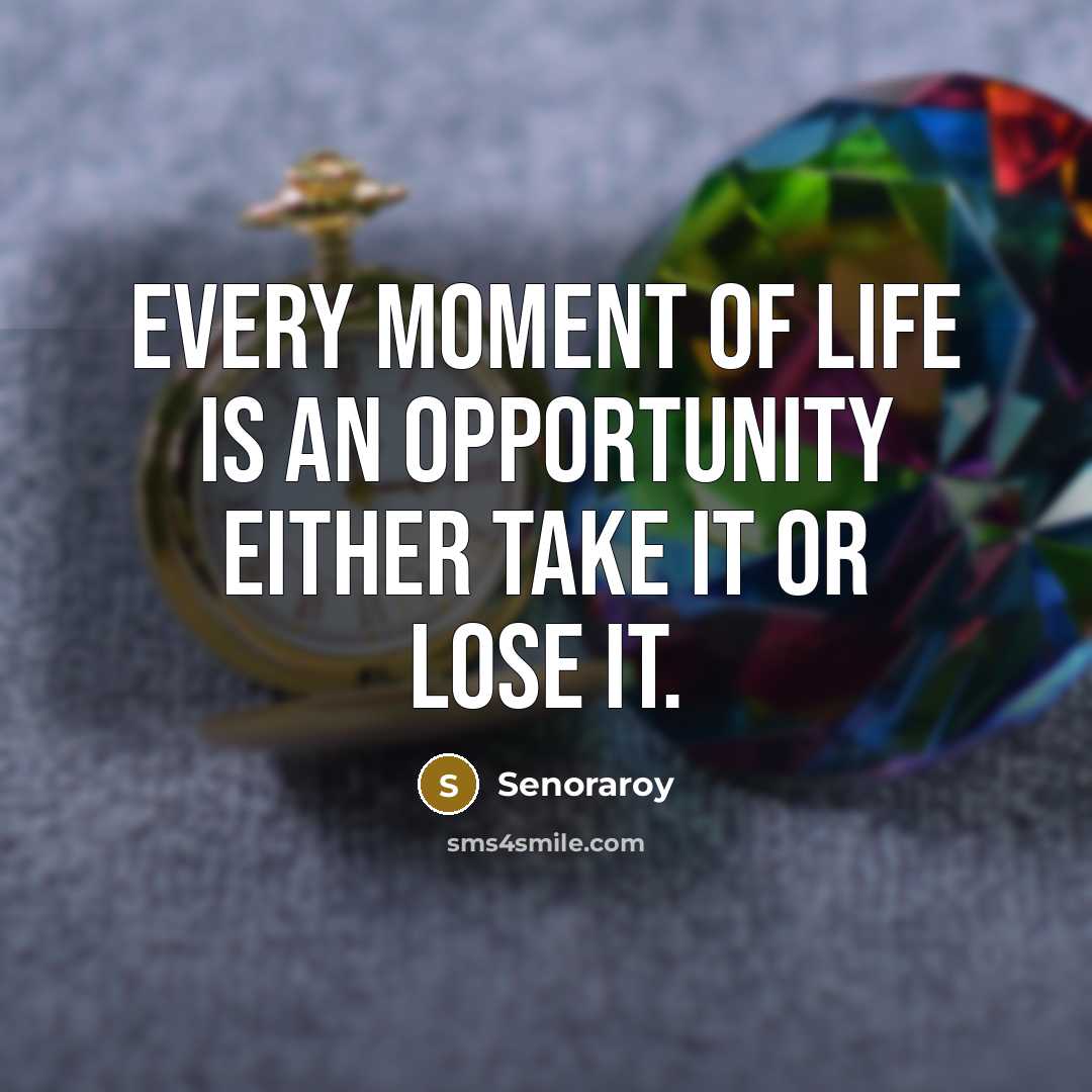 “Every moment of life is an opportunity either take it or lose it.” quote by Senoraroy