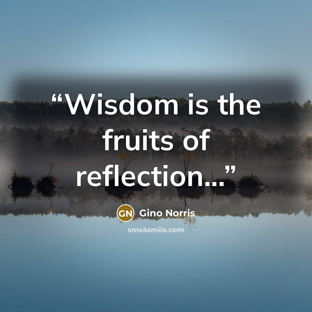 “Wisdom is the fruits of reflection...” quote by Gino Norris
