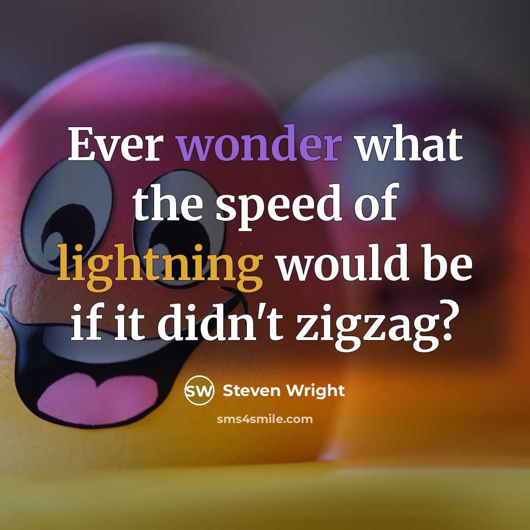 “Ever wonder what the speed of lightning would be if it didn't zigzag?” quote by Steven Wright