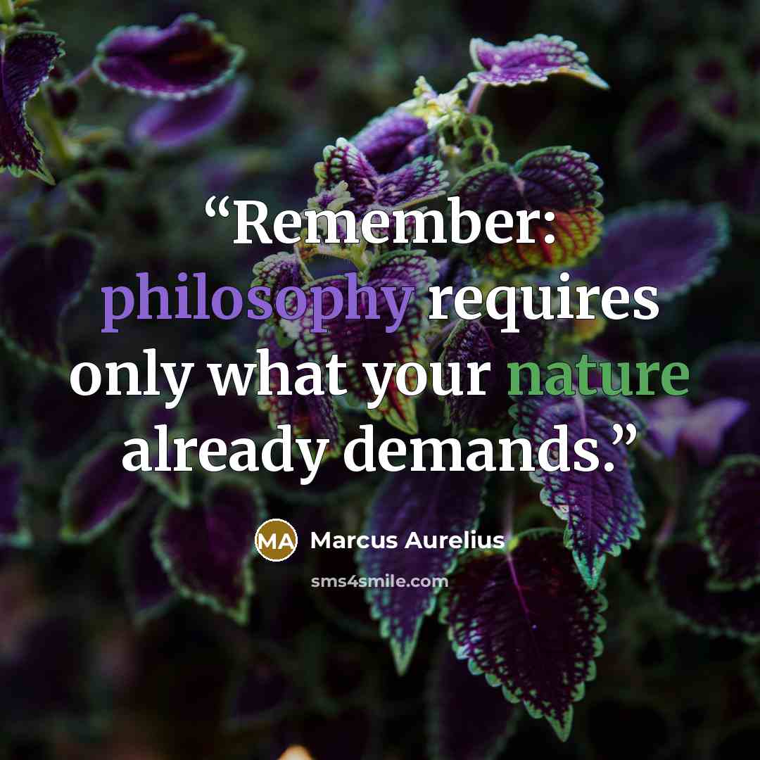 “Remember: philosophy requires only what your nature already demands.” quote by Marcus Aurelius