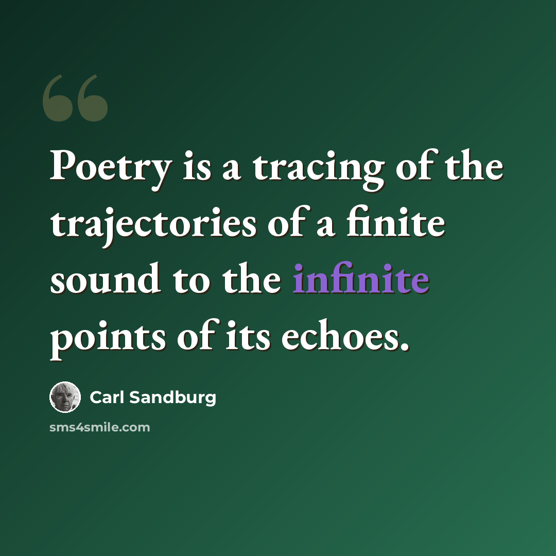“Poetry is a tracing of the trajectories of a finite sound to the infinite points of its echoes.” quote by Carl Sandburg
