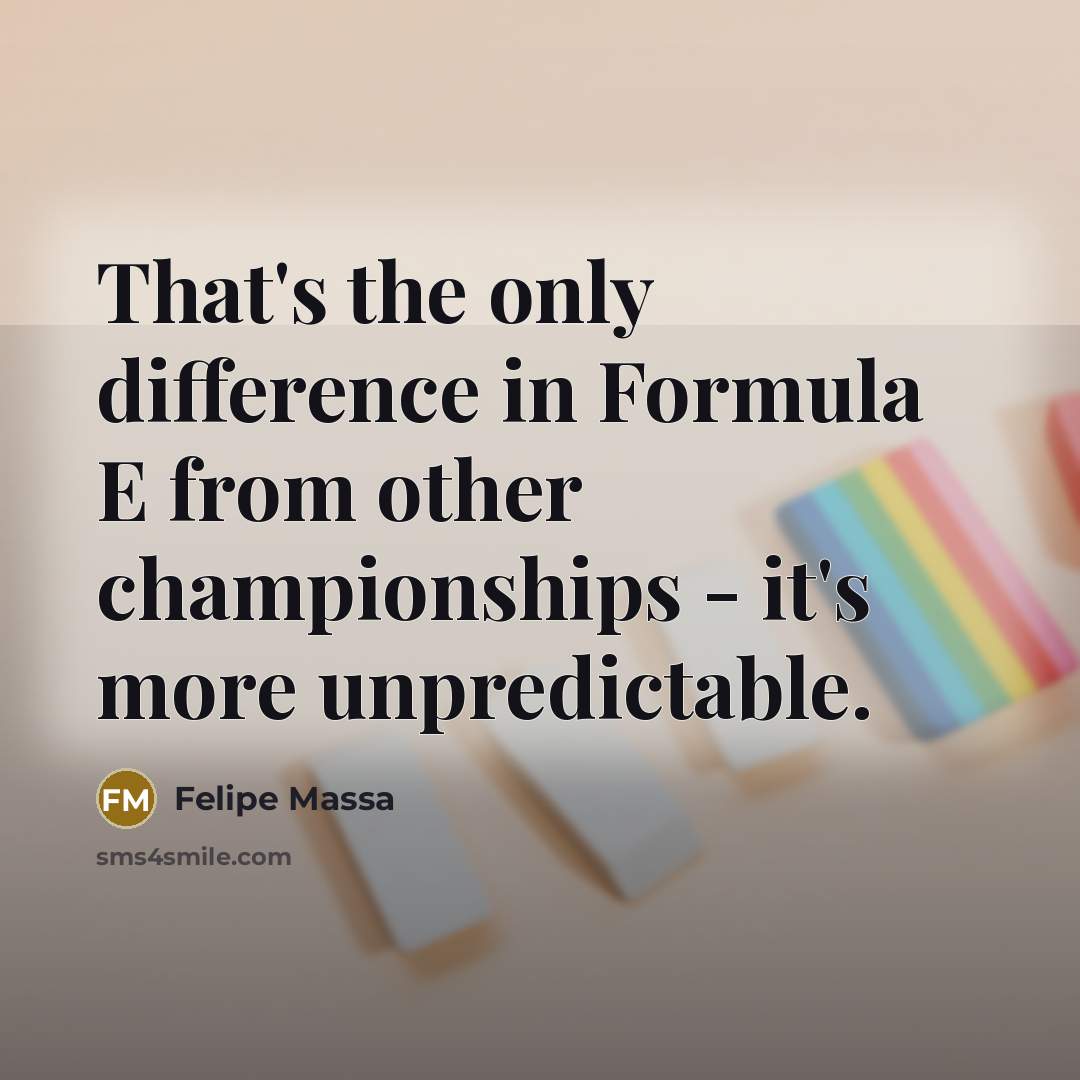 “That's the only difference in Formula E from other championships - it's more unpredictable.” quote by Felipe Massa