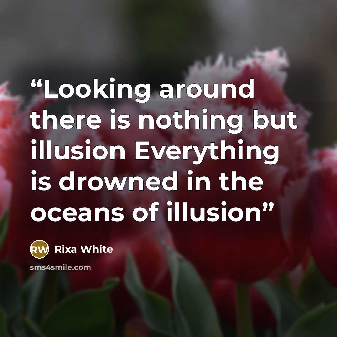 “Looking around there is nothing but illusion Everything is drowned in the oceans of illusion” quote by Rixa White