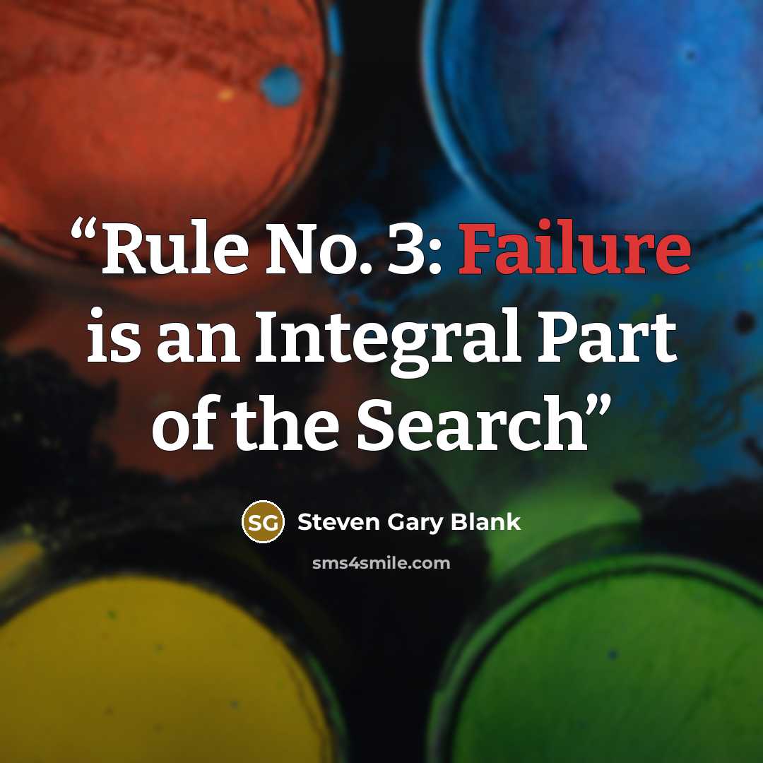 “Rule No. 3: Failure is an Integral Part of the Search” quote by Steven Gary Blank
