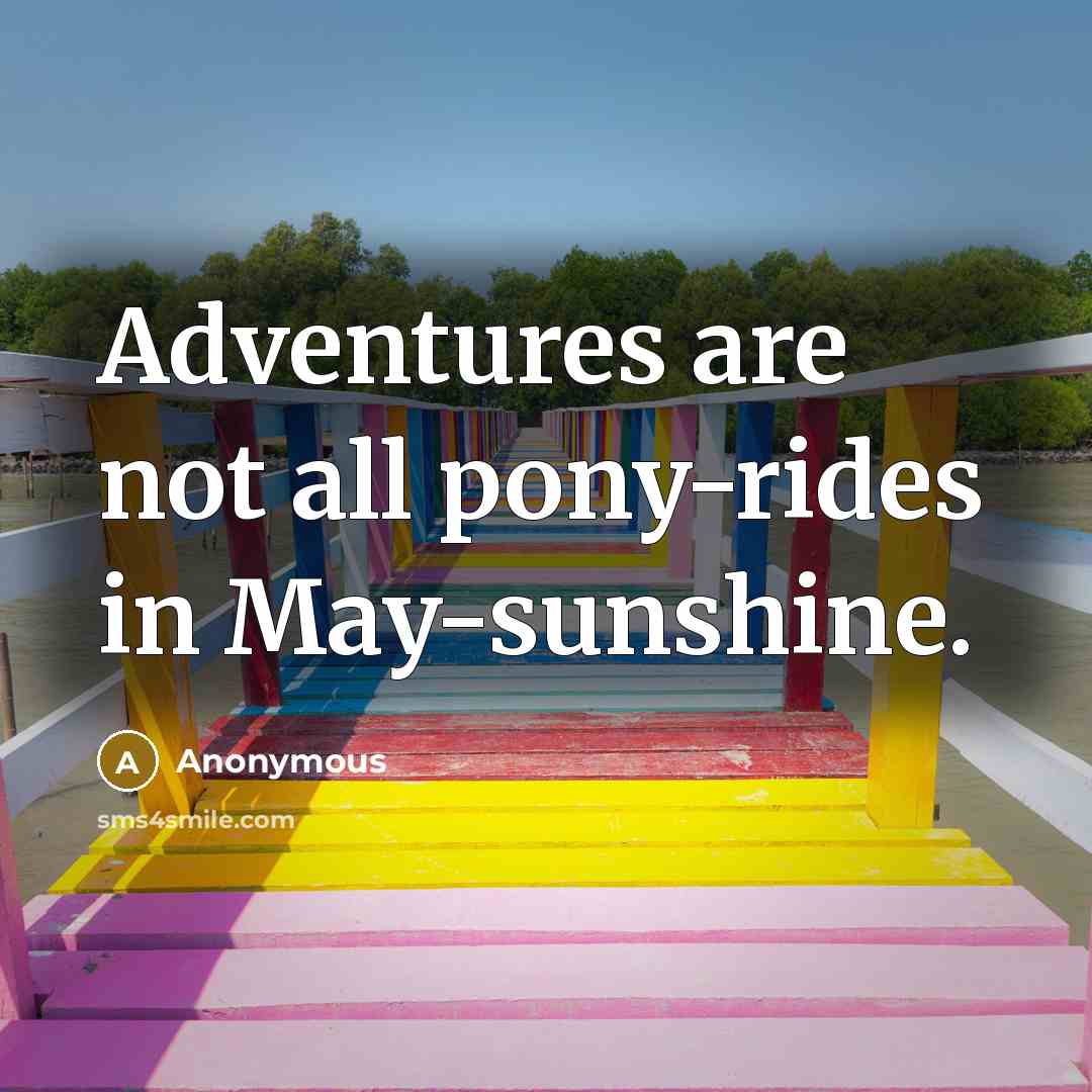 “Adventures are not all pony-rides in May-sunshine.” quote by Anonymous