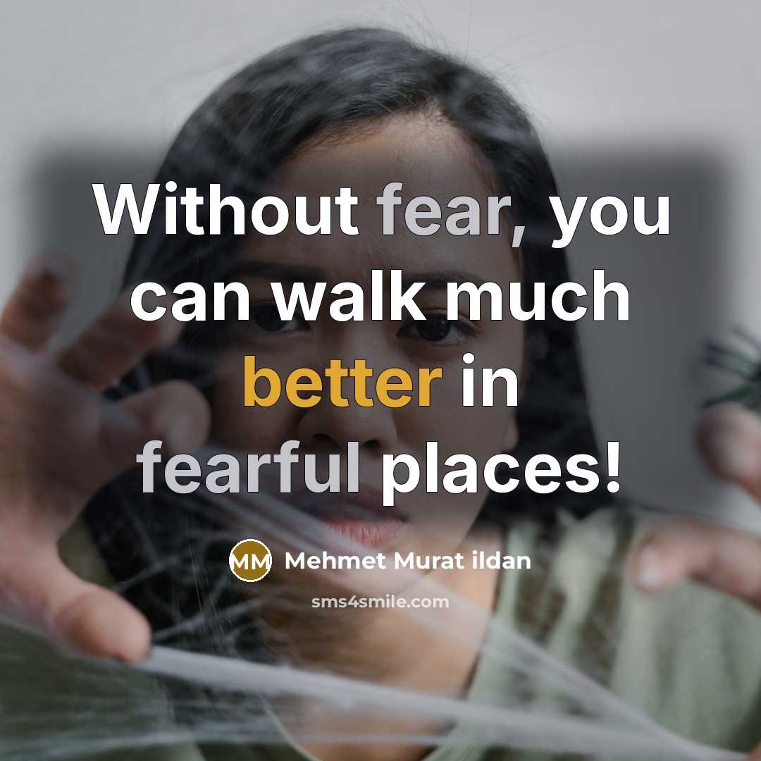 “Without fear, you can walk much better in fearful places!” quote by Mehmet Murat Ildan