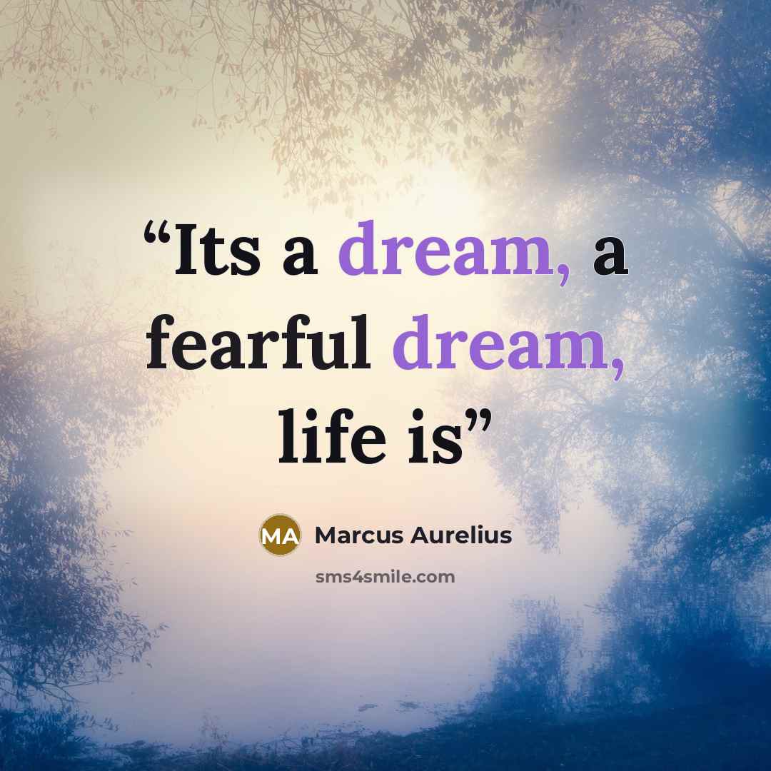 “Its a dream, a fearful dream, life is” quote by Marcus Aurelius