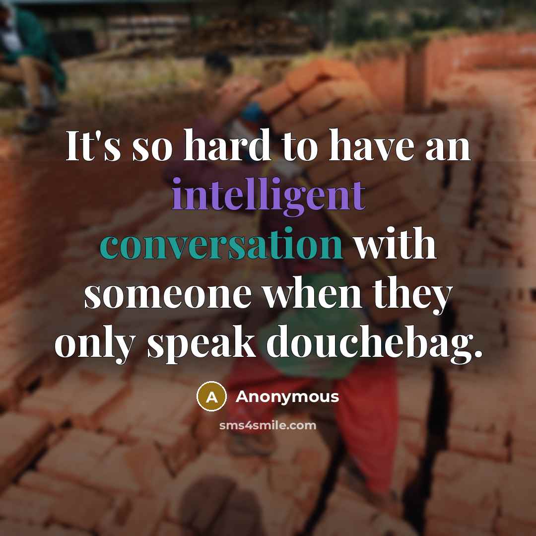 “It's so hard to have an intelligent conversation with someone when they only speak douchebag.” quote by Anonymous