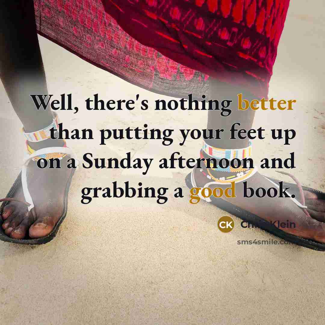 “Well, there's nothing better than putting your feet up on a Sunday afternoon and grabbing a good book.” quote by Chris Klein