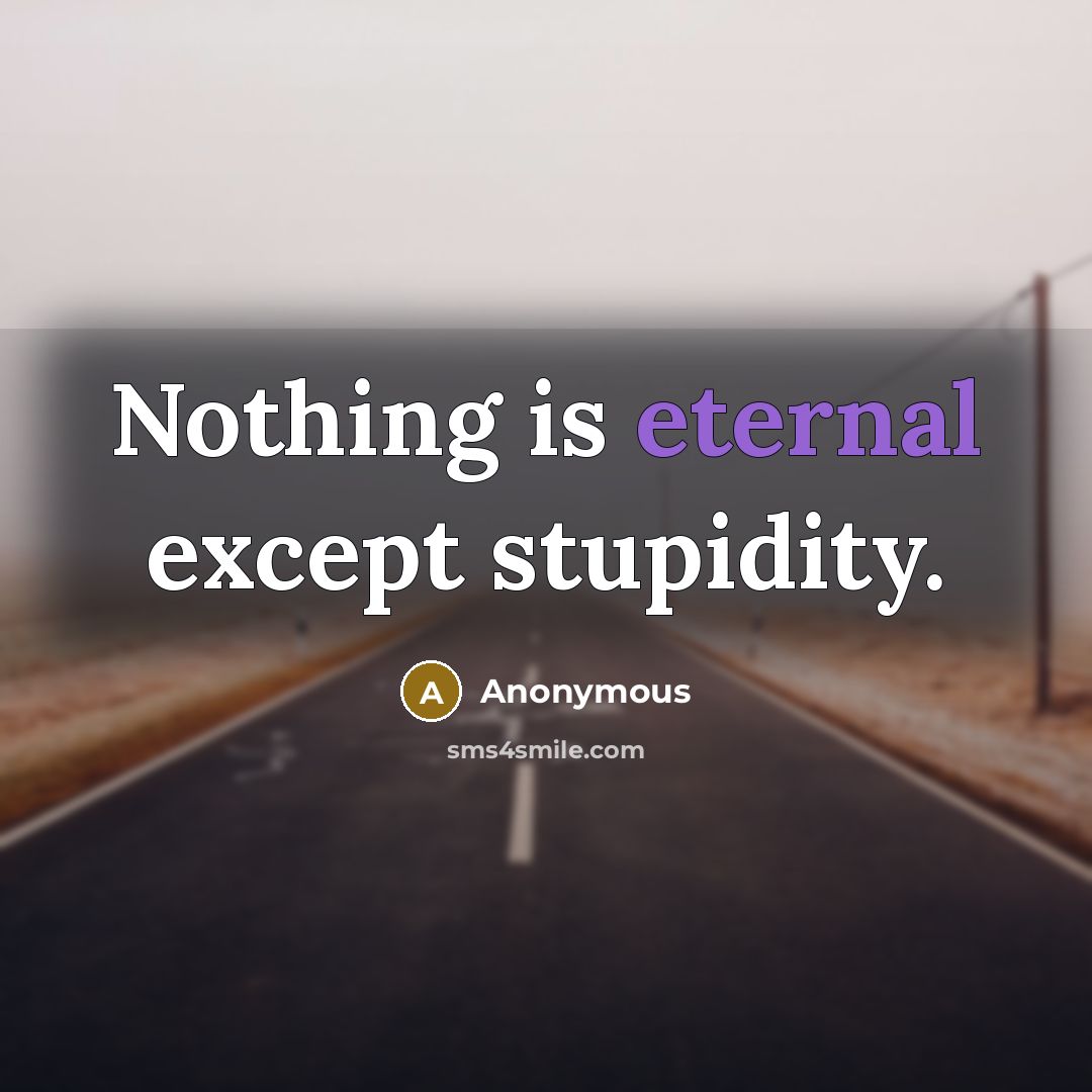“Nothing is eternal except stupidity.” quote by Anonymous