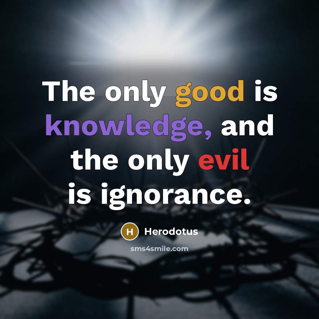 “The only good is knowledge, and the only evil is ignorance.” quote by Herodotus