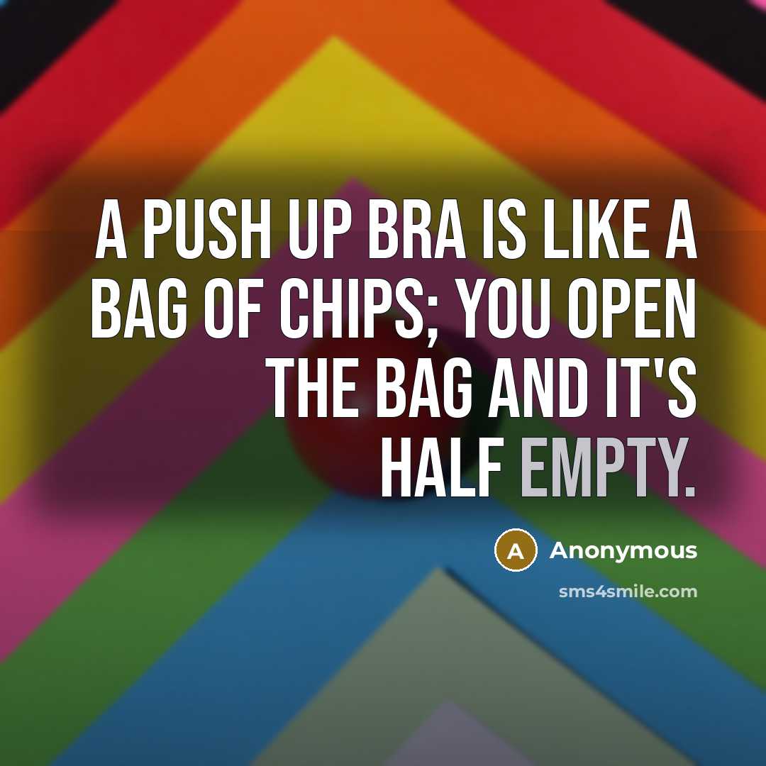 “A push up bra is like a bag of chips; you open the bag and it's half empty.” quote by Anonymous