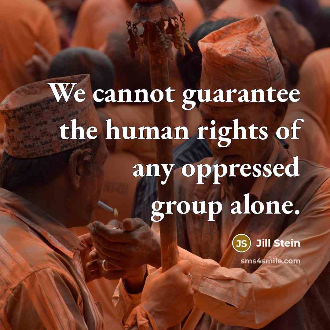 “We cannot guarantee the human rights of any oppressed group alone.” quote by Jill Stein