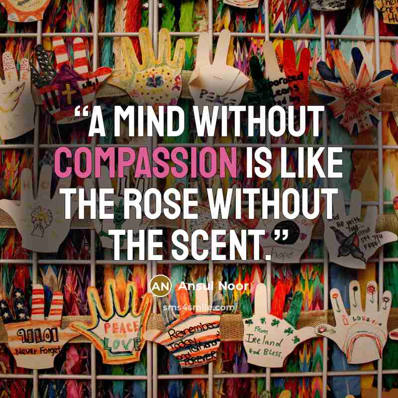 “A mind without compassion is like the rose without the scent.” quote by Ansul Noor