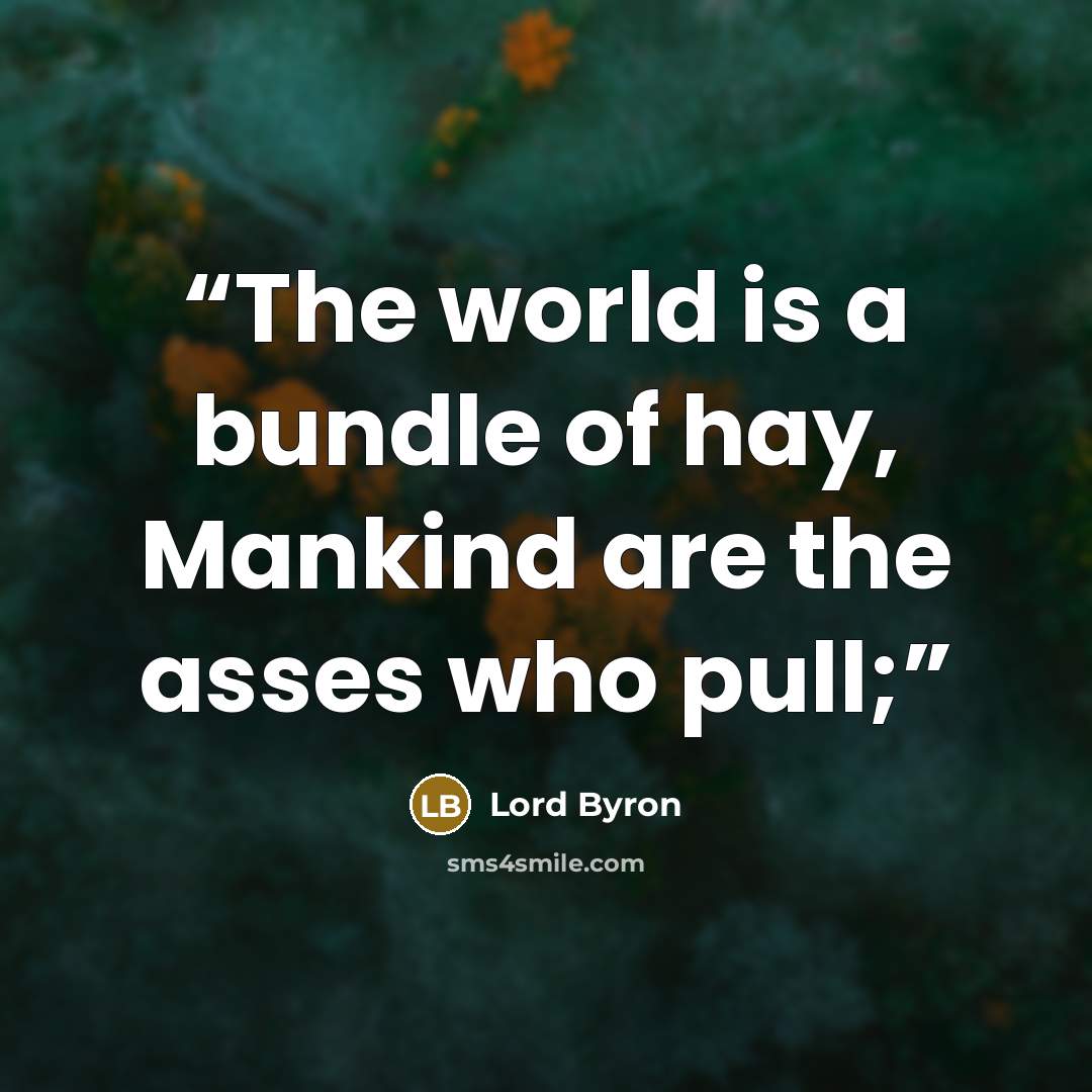 “The world is a bundle of hay, Mankind are the asses who pull;” quote by Lord Byron