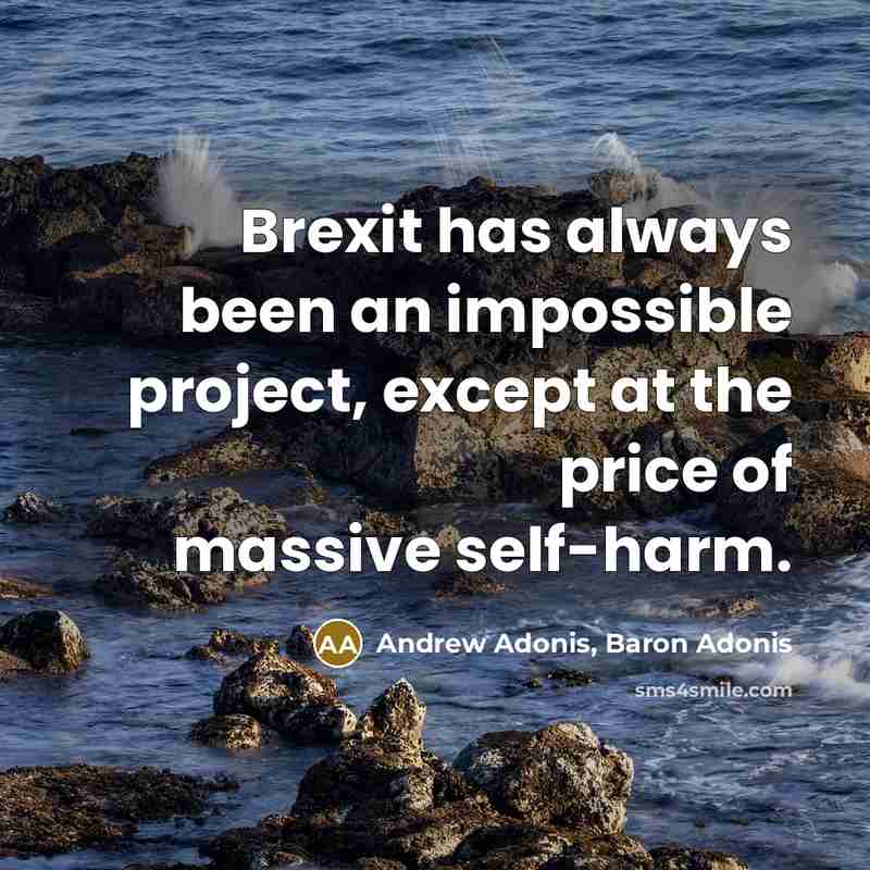 “Brexit has always been an impossible project, except at the price of massive self-harm.” quote by Andrew Adonis, Baron Adonis